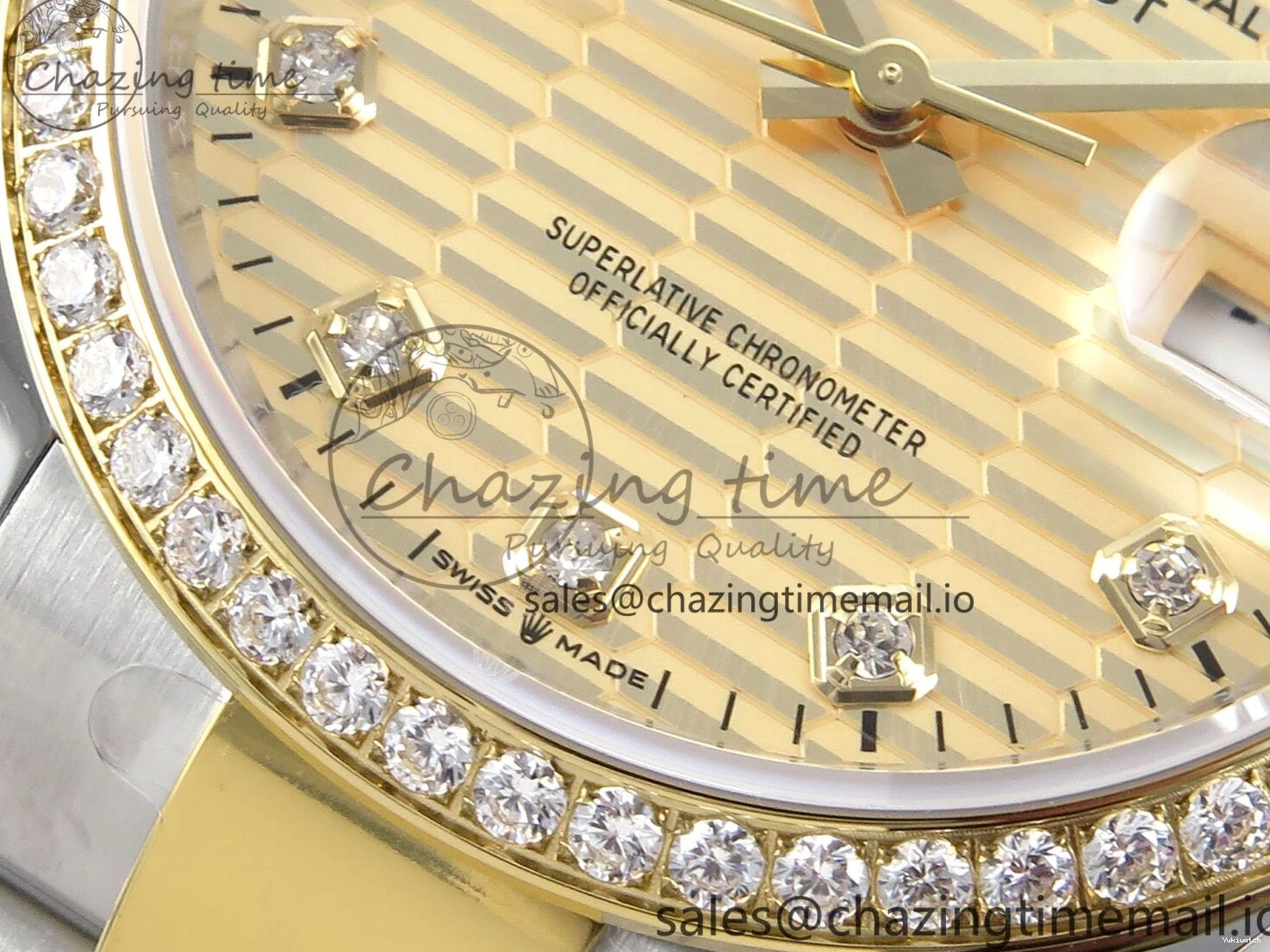 YG Textured Diamonds 126283RBR Dial YG Oyster EWEF SS Best Edition DateJust A3235 Bracelet on 36 0420